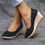 Womens Mesh Wedge Shoes - Ultra-Breathable & Pillow-Soft Sole - Effortless Slip-On - Stylish Linen Casual Wedges - Gentle Heels for All-Day Comfort