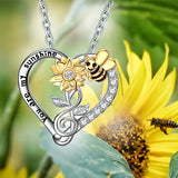 Women's sunflower bee love pendant necklace ladies trend personality pendant necklace Christmas Thanksgiving festival perfect jewelry gift