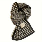 Women's Thousand Bird Checker Knitted Scarf For Autumn And Winter Warmth Scarf