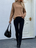 themeisles Stylish Long Sleeves Loose Solid Color High-Neck Sweater Tops