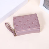 Women's Simple Trifold Purse, Zipper Around Clutch Coin Purse, Quilted Detail Purse With Wristband