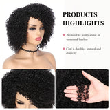 6 Inch Afro Bomb Curly Wig - Heat Resistant Fiber, Kinky Curly Synthetic Full Wig for Women, Side Part, Short Length, Natural Looking, Easy to Style, Breathable, Comfortable to Wear