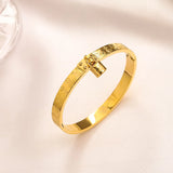 New Style Bracelets Women Bangle Designer Letter Jewelry Faux Leather 18K Gold Plated Stainless steel Wristband Cuff Fashion Jewelry Accessories S070