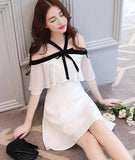 themeisles Beautiful Summer White Short Chiffon Women Dress, Lovely Dresses