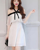 themeisles Beautiful Summer White Short Chiffon Women Dress, Lovely Dresses