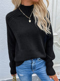 themeisles Stylish Long Sleeves Loose Solid Color High-Neck Sweater Tops