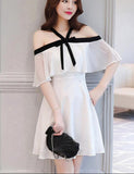 themeisles Beautiful Summer White Short Chiffon Women Dress, Lovely Dresses