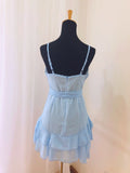 themeisles Beautiful Light Blue Chiffon Straps Mini Dress, Women Summer Dresses