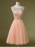 tmallworld Pearl Pink Short Cute Homecoming Dress, A Line Rhinestone Prom Dress, Party Dress