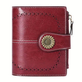 Genuine Leather Fashion RFID Wallet Women Clutch Credit Card Holder, Women's Casual Coin Purse Large Capacity Coin Purse, Ladies Zipper Clutch Bag short Wallet