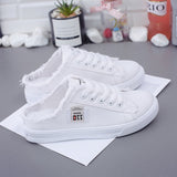 themeisles Canvas Shoes New Women's Clothes Spring  Small White Shoes Flat Skate Shoes Lazy Shoes Slip-on Half Support Wholesale