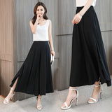 themeisles Plus Size Culottes Cropped Pants Elastic Waist Wide Leg Pants Casual Beach Pants Flower Pants Middle-Aged Women's Pants Wide Leg Pants Summer