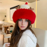 1pc Elegant Polyester Knitted Santa Hat with Faux Fur Trim and Reindeer Antlers - Festive Christmas Party Accessory and Gift for Men