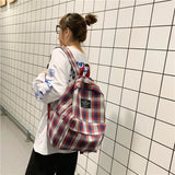 Spring New Korean Style Plaid Canvas Leisure Schoolbag Simple Fashion Men's and Women's Backpack