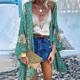 Women's Blouses Shirts Bohemian Printed Cardigan Womens Summer Blouses Kimono Cape ZANZEA  Casual Long Slve Floral Blsua Female Open Front Tunic T240510