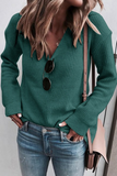 themeisles Casual Solid Patchwork V Neck Sweaters(6 Colors)