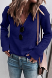 themeisles Casual Solid Patchwork V Neck Sweaters(6 Colors)