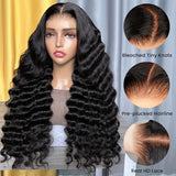 200% Ready To Wear 13x6 Deep Wave Lace Front Wigs Human Hair 13x6 HD Lace Deep Curly Glueless Frontal Wigs Human Hair Pre Plucked For Women Put on And Go Wig