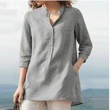 THEMEISLES Cross-Border New Spring/Summer European and American  Urban Casual Stand Collar Loose Shirt for Women