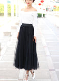 themeisles Wine Red Tulle Long Skirt, Women Tulle Skirts, Fashionable Women Skirts