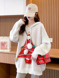 Christmas Tree Pattern Hooded Sweater, Casual Long Sleeve Sweater For Fall & Winter, Women's Clothing