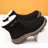 Men's Casual Snow Boots, Anti-skid Windproof Side-zippered Ankle Boots With Fuzzy Lining For Outdoor, Autumn And Winter