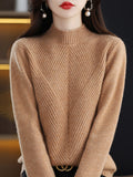 themeisles Urban Long Sleeves Solid Color Half Turtleneck Sweater Tops