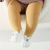 3pairs Baby Girls Kids Warm Over The Knee Socks For Autumn Winter, Cartoon Rabbit Fashion Striped Socks, Toddlers Children's Trendy High Socks