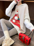 Christmas Tree Pattern Hooded Sweater, Casual Long Sleeve Sweater For Fall & Winter, Women's Clothing