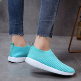 themeisles Foreign Trade  Autumn New Casual Women's Shoes Breathable Loafers Women Fly-Knit Sneakers Flat Shoes Women Wholesale