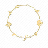 Vintage jewlery designer for women charm bracelet Enamel Letter Crystal Flower 18K gold jewelry bracelet sterling silver bangle bracelet gold charm braclet gift