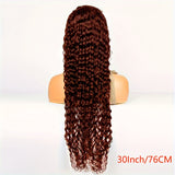 Deep Wave Reddish Brown 13x4 Lace Front Wigs Human Hair 200% Density Glueless Wigs Human Hair Brazilian Virgin Human Hair 13x4 HD Lace Frontal Wigs For Women Pre Plucked Tiny Knots Baby Hair