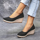 Womens Mesh Wedge Shoes - Ultra-Breathable & Pillow-Soft Sole - Effortless Slip-On - Stylish Linen Casual Wedges - Gentle Heels for All-Day Comfort