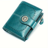 Genuine Leather Fashion RFID Wallet Women Clutch Credit Card Holder, Women's Casual Coin Purse Large Capacity Coin Purse, Ladies Zipper Clutch Bag short Wallet