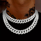 15MM Shimmering Silvery Hip Hop CZ Bling Choker - Dazzling Iced Prong Cuban Chain Necklace for Men & Women - Premium Unisex Jewelry