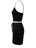 Chic Summer Two-piece Set - Flattering Backless Crop Cami Top & High Waist Drawstring Shorts Outfit - Womens Stylish Casual Wear