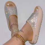 themeisles - Apricot Casual Daily Living Patchwork Rhinestone Round Comfortable Shoes