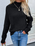 themeisles Stylish Long Sleeves Loose Solid Color High-Neck Sweater Tops