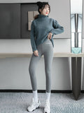 themeisles Casual Skinny Leg Keep Warm Solid Color Leggings