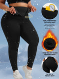 Elegant High-Waist Fleece-Lined Yoga Leggings for Women - Warm, Stretchy, Tummy Control, Zipper Closure, Built-in Pocket, Perfect for Fall/Winter