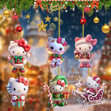 6pcs Sanrio Hello Kitty & Kuromi Acrylic Christmas Ornaments Set - Perfect for Tree Decoration, New Year & Holiday Celebrations