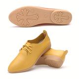 Womens Chic Solid Color Flat Oxfords - Ultra-Comfortable Pointed Toe Lace-Ups - Perfect All-Match Commuter & Office Shoes