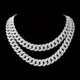 15MM Shimmering Silvery Hip Hop CZ Bling Choker - Dazzling Iced Prong Cuban Chain Necklace for Men & Women - Premium Unisex Jewelry