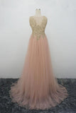 tmallworld Pink Tulle Party Dress with Gold Lace Applique Prom Dress, Pink Party Dresses, Formal Gowns