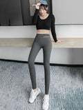 themeisles Casual Skinny Leg Keep Warm Solid Color Leggings