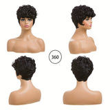 Short Wigs for Black Women Short Curly Pixie Cut Wigs with Bangs Pixie Wig Fluffy Heat Resistant Synthetic Fiber Wigs Natural Daily Full Machine Hair Replacement Wigs