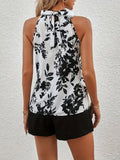 Chic Floral Halter Top & Button-Trimmed Shorts Outfit Set - Lightweight Summer Wear for Women