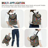 Women's Elegant Floral Embroidered Backpack - Chic Canvas Design - Versatile Flap Bookbag for Fashionable Travel & Daily Use