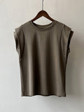 themeisles Split-Joint Sleeveless Loose Round-neck T-Shirts Tops