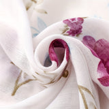 White Bottom Purple Flower Scarf Elegant Fresh Tassel Thick Warm Shawl Autumn Winter Middle East Windproof Scarf